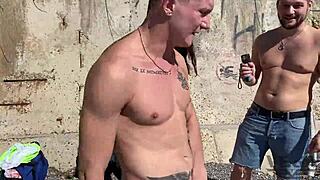 Intriguing scene of 5 guys cumming on stupid bitch