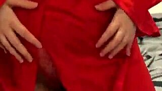 I watch this brunette in red lingerie play with her big tits, but I mean, she's so petite and sexy