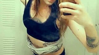 Pretty Tranny in Miniskirt Feels Excited Showing Her Small Cock