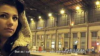 Hungarian hottie slams huge cock outdoors