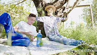 farmer twink jerks and sucks dick on the ranch