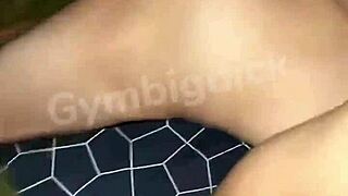 Handsome asian amateur fucks bareback in lingerie