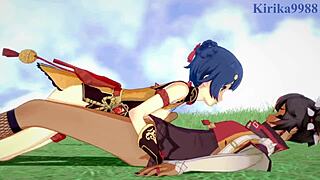 Ganyu, Keqing, Xiangling, and Xinyan in Wild Futanari Action - Genshin Impact Hentai!