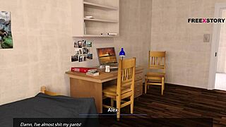 Alex jerks off watching landlady's nude yoga poses