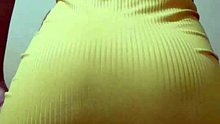 Gorgeous woman in tight dress having fun until climax