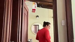 What's my cute MILF neighbor doing in the bathroom with masturbation?