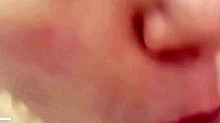 Closeup blowjob with huge cum in mouth pov