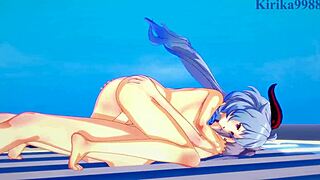 Ganyu, Keqing, Xiangling, and Xinyan in Wild Futanari Action - Genshin Impact Hentai!