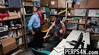 Gay Officer Blackmails Twink with Bareback Fuck at Work