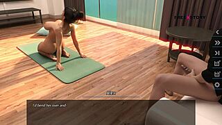 Alex jerks off watching landlady's nude yoga poses