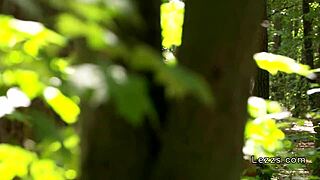 hot BLONDE lesbians KISSING in woods