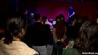 bound ebony babe punished in public, fucked hard with bondage vibes 😈