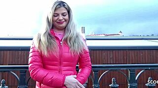 german scout picks up curvy french teen bella for street casting