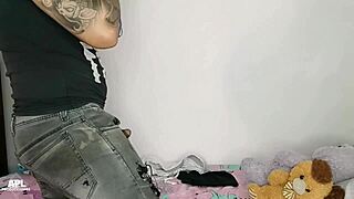 I catch stepson jerking with my underwear, we fuck