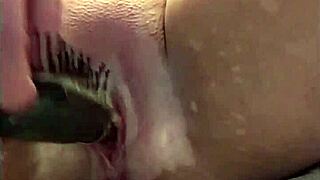 during lockdown on saturday, she masturbates in the shower using toys, cumming on her tits