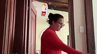 What's my cute MILF neighbor doing in the bathroom with masturbation?