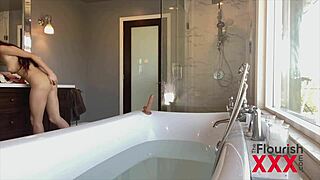 sabina rouge rides dildo in mansion bathtub