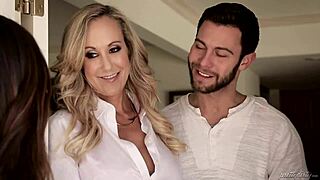 Brandi Love And Nina North In Babysitter Job With Mature FFM Threesome Sucking Cock