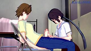Hanako Honda and Chisato Higuchi have intense futanari sex in Asobi Asobase hentai
