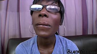 ebony amateur deepthroats white cock rough