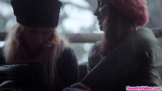 Yo, this runaway chick is totally devouring her best friend's pussy right now!