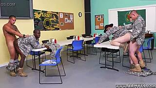 Male soldiers fuck in glory holes