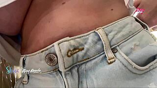 my hot wife flashin no bra at the store, so naughty for the salesman, oops!