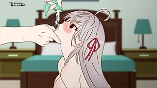 the guy says, 'oops, my finger slipped into sister's pussy,' in hentai parody