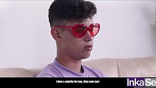 Ebony Colombian babe fucks two gay friends