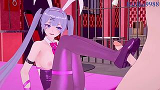 Hatsune miku experiences intense sex with rabbit toy in her hole, creampie in vocaloid hentai animation