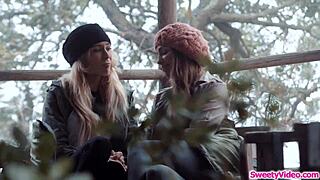 Yo, this runaway chick is totally devouring her best friend's pussy right now!