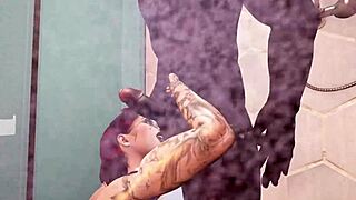 Black man in Second Life bangs redhead white woman, then showers together for steamy fun.