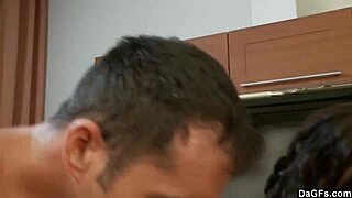 Cute babe fucked hard in kitchen. Want cumshot?