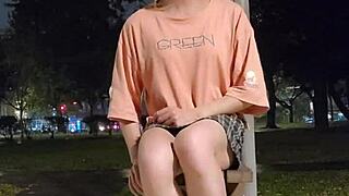 tingxuan pees and jerks outdoors