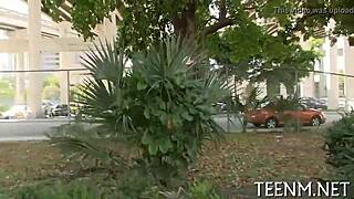 Legal age teen Sabrina Banks participates in a sex for cash contest, fucking and blowing for dollars