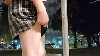 tingxuan pees and jerks outdoors