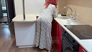 Mature stepmom's big ass surprises with anal dick