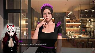 Kate in stockings and maid outfit in public upskirt scene