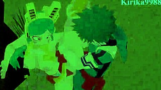 Shino Sosaki and Izuku Midoriya in My Hero Academia scene