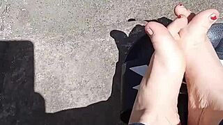 Feet bask in the sun before a relaxing pedicure.