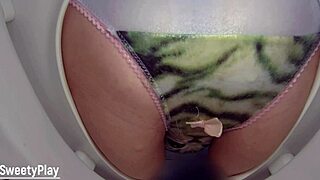 piss in panties wetting on toilet bowl cam 😳💦