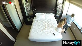 desperate nanny caught masturbating, becomes boss's cum slut with tight pussy in missionary