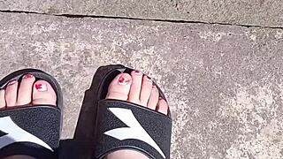 Feet bask in the sun before a relaxing pedicure.