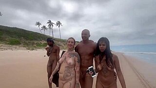 made a wild orgy at the nudist beach with my hot friends, recorded it! 🌴