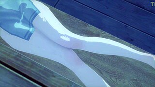 kissing jean with hair down in genshin impact