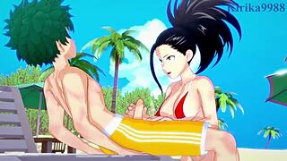 Momo, Kyoka, and Izuku have intense sex with big tits.