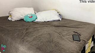 latino with huge cock masturbates while watching gay porn