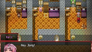 teen's pussy exposed during gym workout in harem game