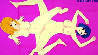 Kusuha Mizuha and Friends in Intense Lesbian Play from Super Robot Wars Hentai