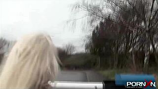 i, the petite blonde, can't hold it and piss publicly with my shaved pussy.